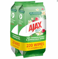 Ajax Eco Vanilla & Berries Antibacterial Disinfectant Surface Cleaning Wipes