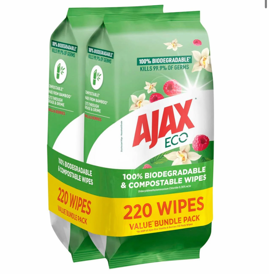 Ajax Eco Vanilla & Berries Antibacterial Disinfectant Surface Cleaning Wipes